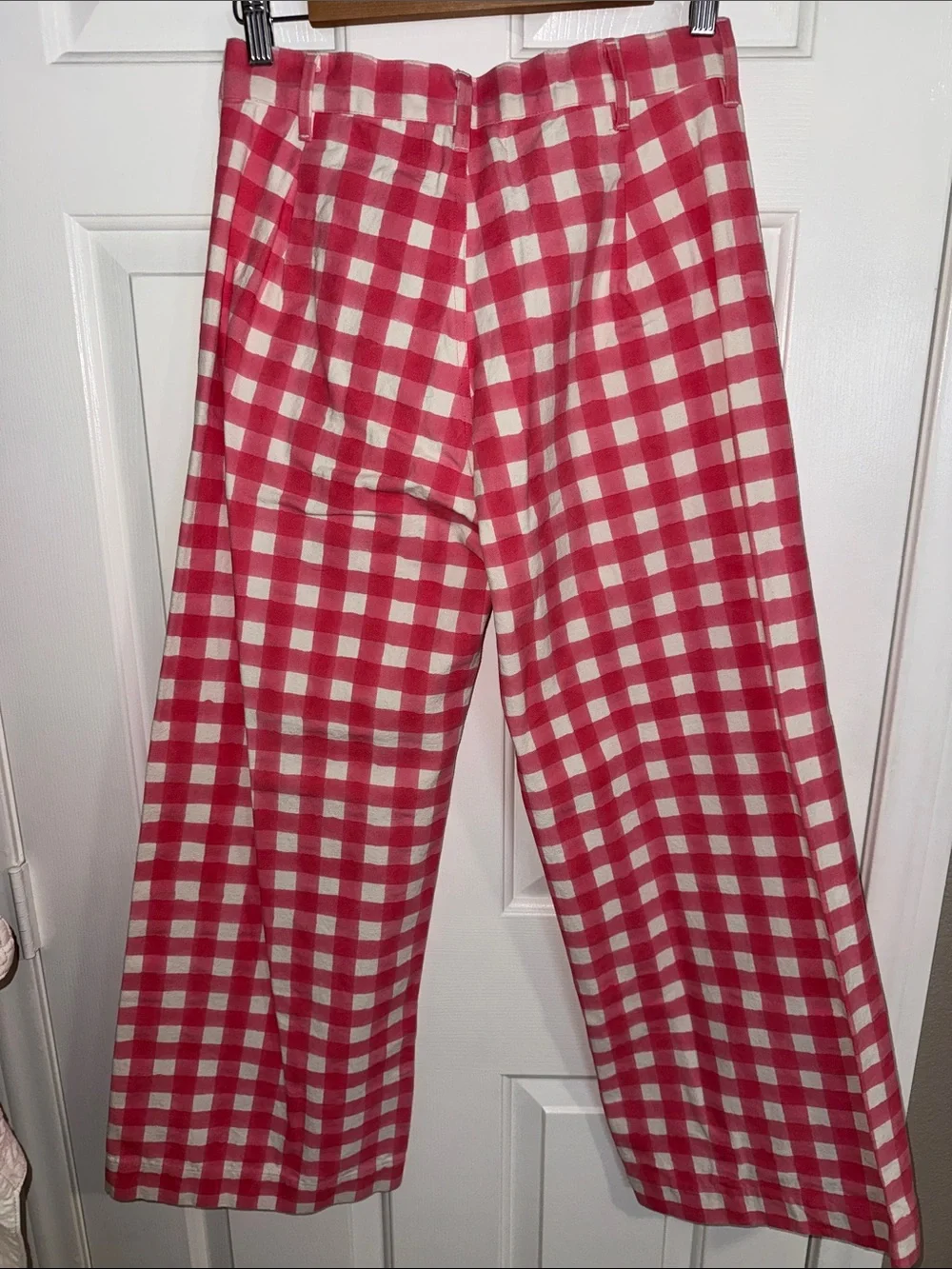 SZ Blockprints Disco Pants in Watermelon Pink Gingham Wide-Leg Casual Pants